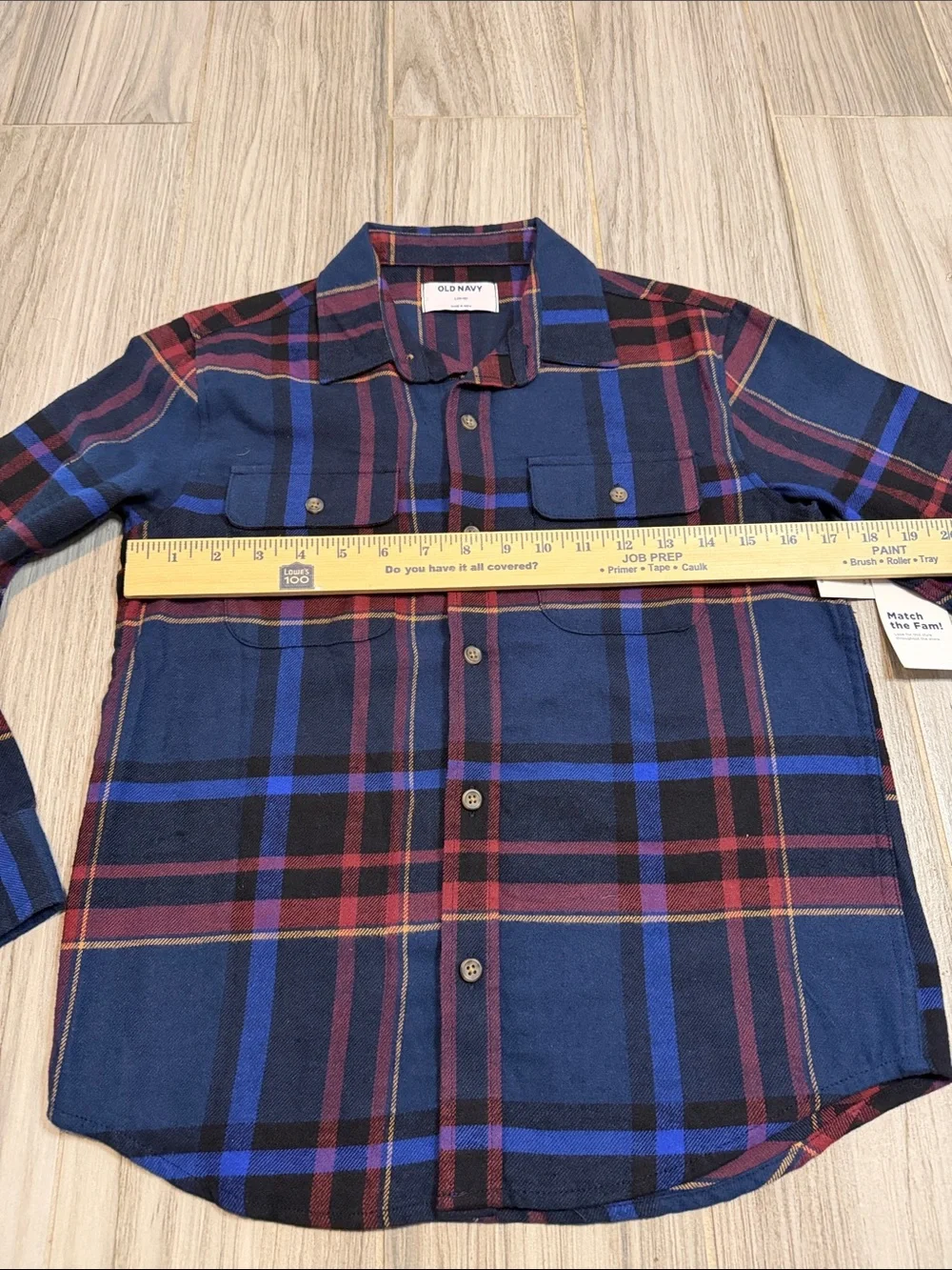 Old Navy Navy Blue and Red Plaid Button-Up Shirt